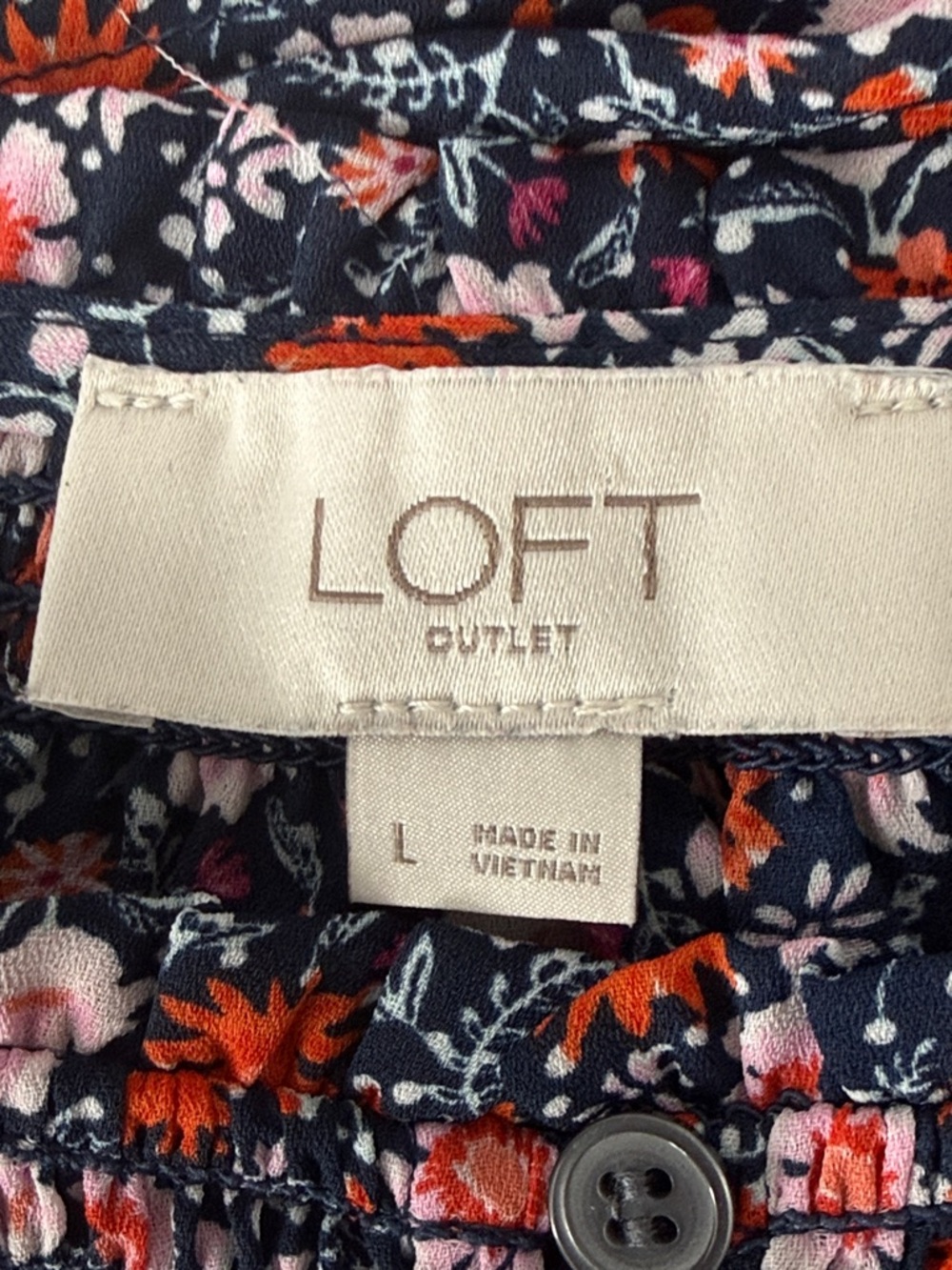Anne Taylor Loft Short Sleeve Blue & Pink Lightweight Floral Blouse Size Large - Picture 6 of 7